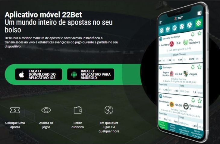 Aplicativo móvel 22bet